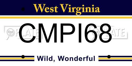 CMPI68 West Virginia License Plate