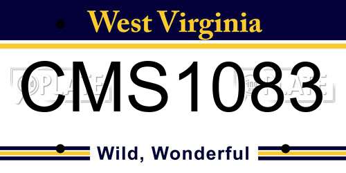 CMS1083 West Virginia License Plate