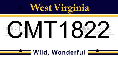 CMT1822 West Virginia License Plate
