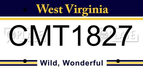 CMT1827 West Virginia License Plate