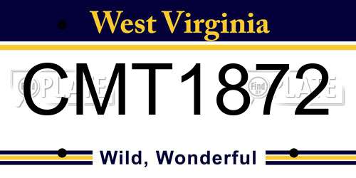 CMT1872 West Virginia License Plate