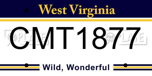 CMT1877 West Virginia License Plate