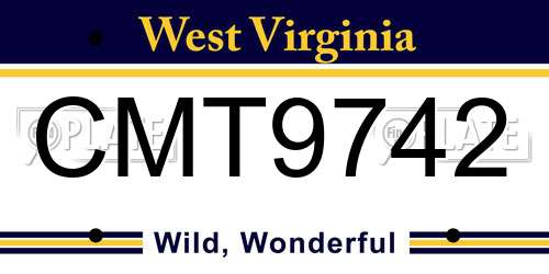 CMT9742 West Virginia License Plate