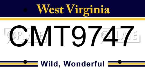 CMT9747 West Virginia License Plate