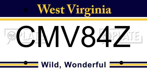 CMV84Z West Virginia License Plate