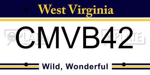 CMVB42 West Virginia License Plate