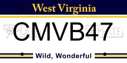 CMVB47 West Virginia License Plate