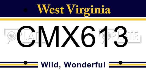 CMX613 West Virginia License Plate