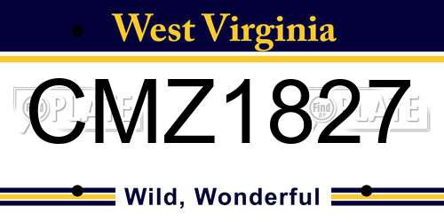 CMZ1827 West Virginia License Plate