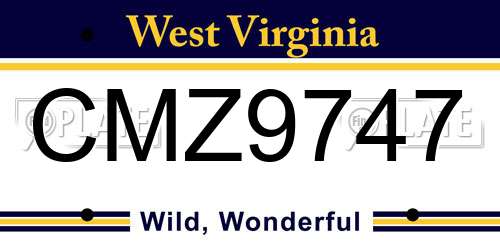CMZ9747 West Virginia License Plate