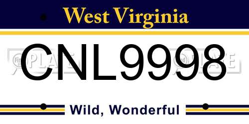 CNL9998 West Virginia License Plate