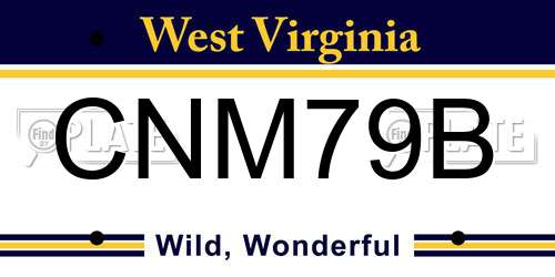 CNM79B West Virginia License Plate