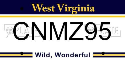 CNMZ95 West Virginia License Plate