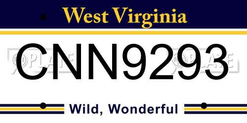 CNN9293 West Virginia License Plate