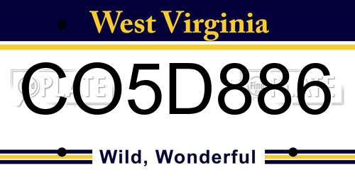 CO5D886 West Virginia License Plate
