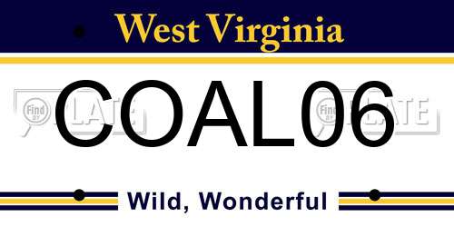 COAL06 West Virginia License Plate