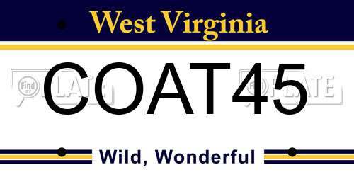 COAT45 West Virginia License Plate