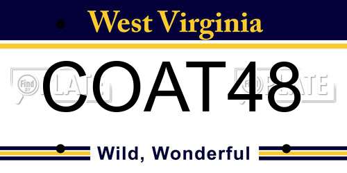 COAT48 West Virginia License Plate