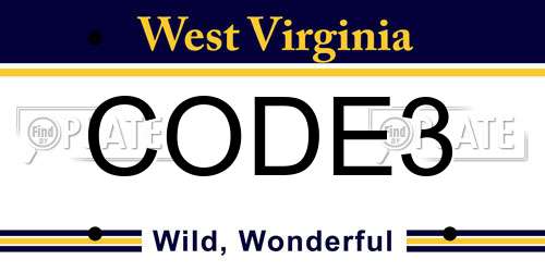 CODE3 West Virginia License Plate