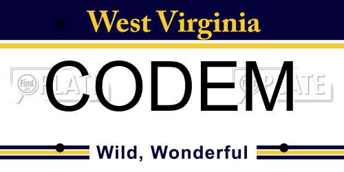 CODEM West Virginia License Plate