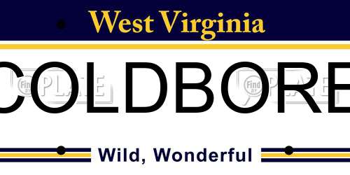 COLDBORE West Virginia License Plate