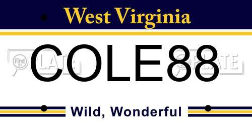 COLE88 West Virginia License Plate