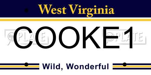 COOKE1 West Virginia License Plate