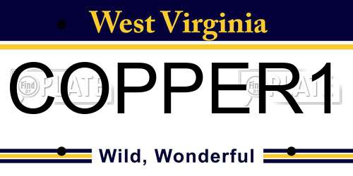 COPPER1 West Virginia License Plate