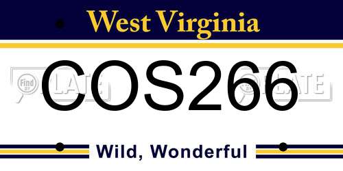 COS266 West Virginia License Plate