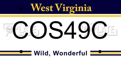 COS49C West Virginia License Plate