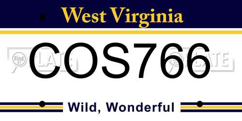 COS766 West Virginia License Plate