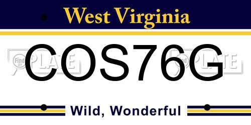 COS76G West Virginia License Plate