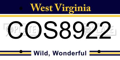 COS8922 West Virginia License Plate