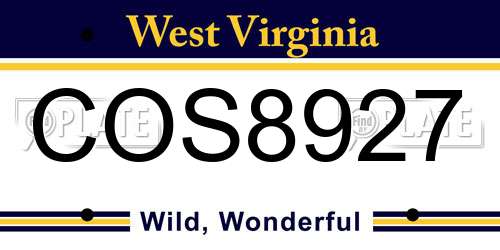 COS8927 West Virginia License Plate