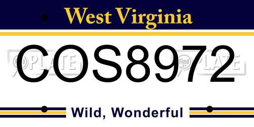 COS8972 West Virginia License Plate
