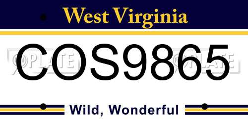 COS9865 West Virginia License Plate