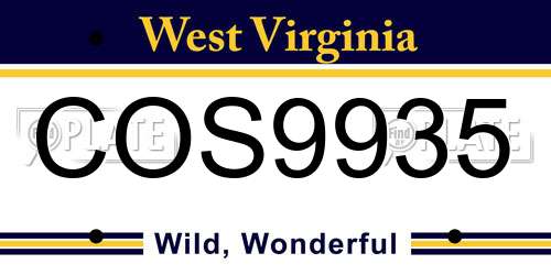COS9935 West Virginia License Plate