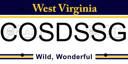 COSDSSG West Virginia License Plate