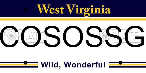 COSOSSG West Virginia License Plate