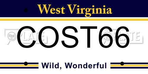 COST66 West Virginia License Plate