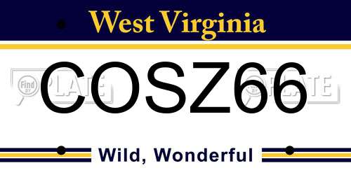 COSZ66 West Virginia License Plate