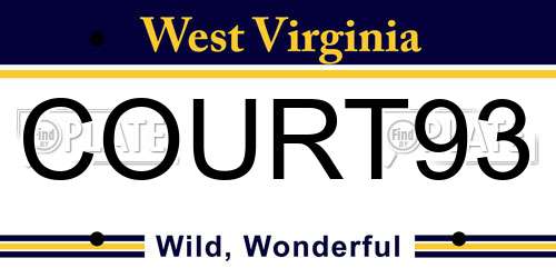 COURT93 West Virginia License Plate