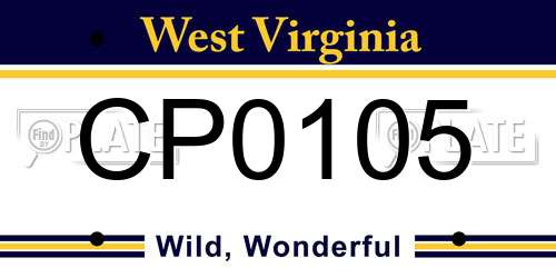 CP0105 West Virginia License Plate