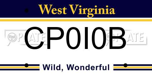 CP0I0B West Virginia License Plate
