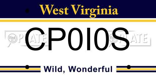 CP0I0S West Virginia License Plate