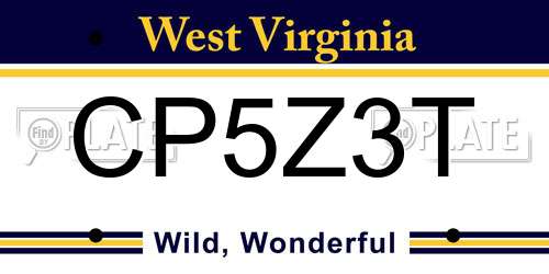 CP5Z3T West Virginia License Plate