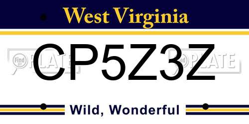 CP5Z3Z West Virginia License Plate