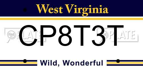 CP8T3T West Virginia License Plate