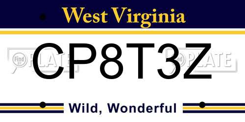 CP8T3Z West Virginia License Plate