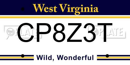 CP8Z3T West Virginia License Plate